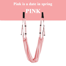 Adjustable Aerial Yoga Strap; Hammock Swing Stretching Strap; Anti-Gravity Inversion Pilates Hammock Belts For Gym Flexibility (Color: PINK)