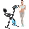 Folding Exercise Bike; Fitness Upright and Recumbent X-Bike with 10-Level Adjustable Resistance; Arm Bands and Backrest